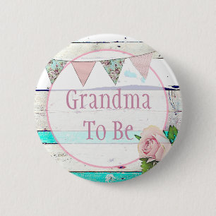Oma om het Rustische Baby shower van Shabby te zi Ronde Button 5,7 Cm