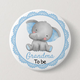 Oma om New Granny Baby Boy Shower Elephant Ronde Button 7,6 Cm