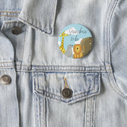 Oma om Oerwoud Dieren Baby shower Ronde Button 5,7 Cm (In situ)