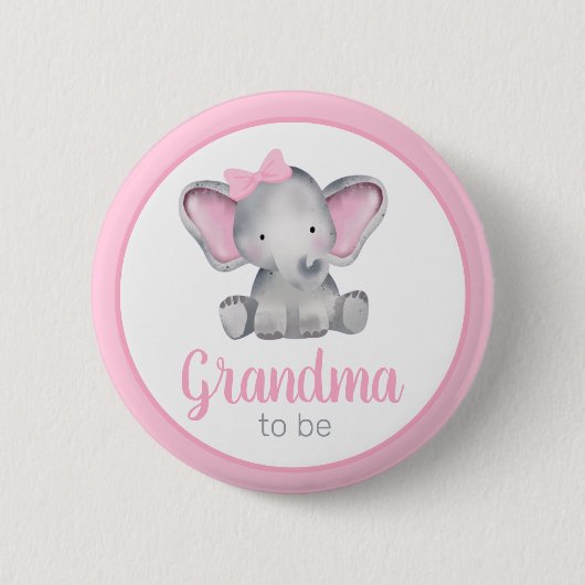 Oma om olifant Baby shower Button te zijn (Voorkant)