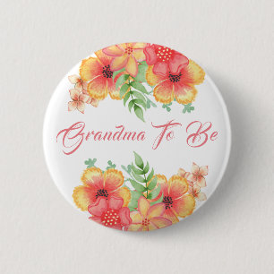 Oma om Oranje en koraal Baby shower te zijn Ronde Button 5,7 Cm
