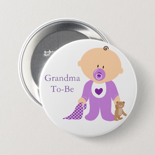 Oma om Paarse Baby Button te zijn (Voorkant /achterkant)