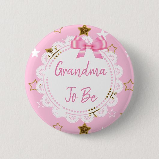 Oma om Pink en Gold Stars Button te zijn (Voorkant)
