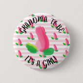 Oma om Rosebud Roze Baby shower Button te zijn (Voorkant)