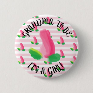 Oma om Rosebud Roze Baby shower Button te zijn