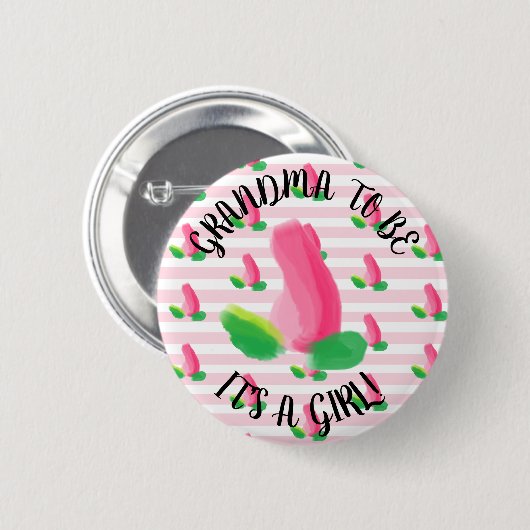 Oma om Rosebud Roze Baby shower Button te zijn (Voorkant /achterkant)
