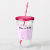 Oma om roze Baby voetafdrukken te zijn Aankondigin Acryl Drinkbeker (Achterkant)