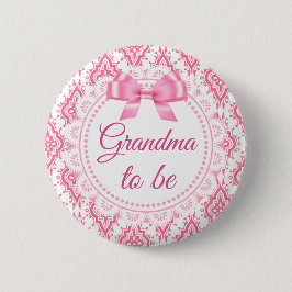 Oma om Roze Bow Lacey Baby shower Button te zijn