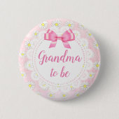 Oma om Roze Daisies Baby shower Button te zijn (Voorkant)