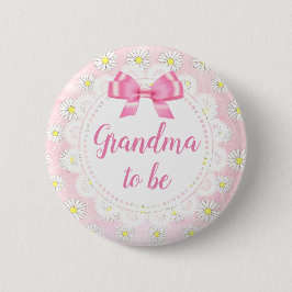 Oma om Roze Daisies Baby shower Button te zijn