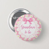 Oma om Roze Daisies Baby shower Button te zijn (Voorkant /achterkant)