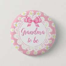 Oma om Roze Daisies Baby shower Button te zijn