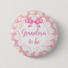 Oma om Roze Daisies Baby shower Button te zijn