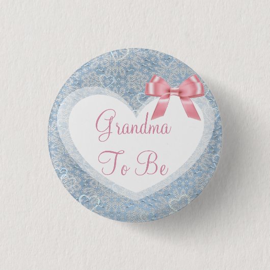 Oma om roze en blauwe Baby shower Button te zijn (Voorkant)