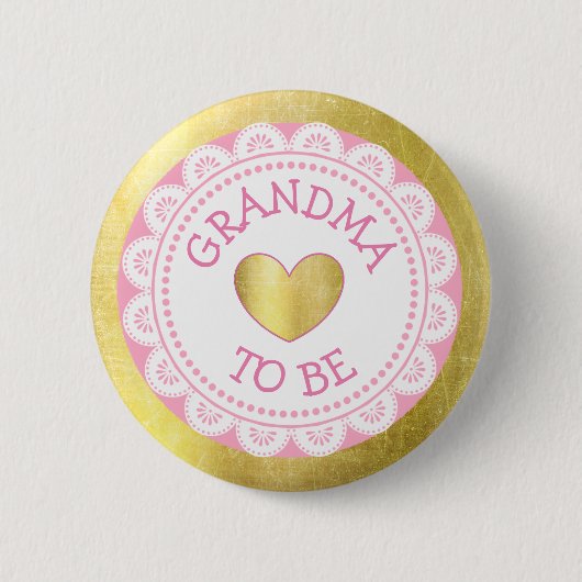 Oma om roze en gouden Baby shower Button te zijn (Voorkant)