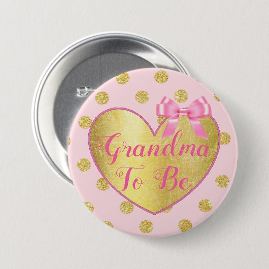 Oma om roze en gouden Baby shower Button te zijn (Voorkant /achterkant)
