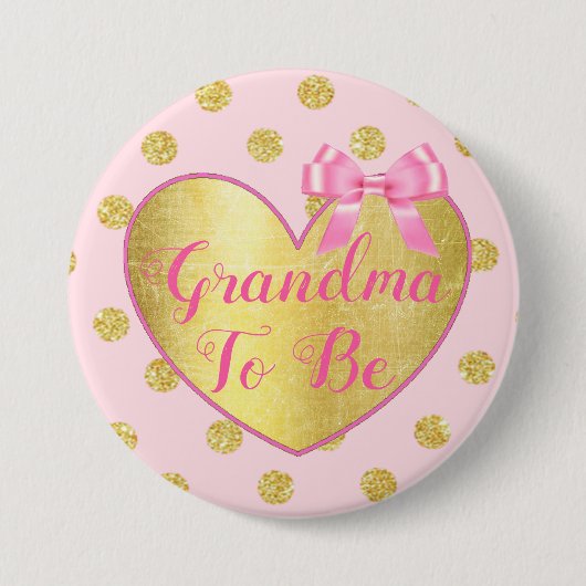 Oma om roze en gouden Baby shower Button te zijn (Voorkant)