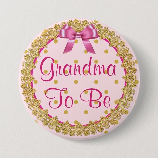 Oma om roze en gouden Baby shower Button te zijn (Voorkant)