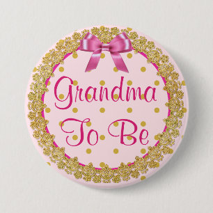Oma om roze en gouden Baby shower Button te zijn