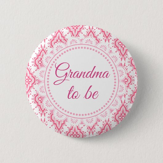 Oma om Roze Lacey Baby shower Button te zijn (Voorkant)