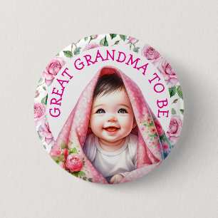 Oma om te zijn   Floral Baby shower Ronde Button 5,7 Cm