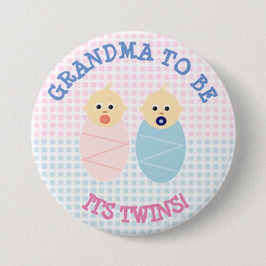 Oma om te zijn naar een tweeling jongen en meisje  ronde button 7,6 cm (Voorkant)