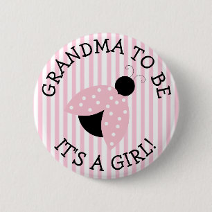 "Oma om te zijn" Roze Button van Baby shower met L