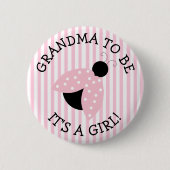 "Oma om te zijn" Roze Button van Baby shower met L (Voorkant)