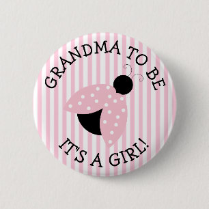 "Oma om te zijn" Roze Button van Baby shower met L