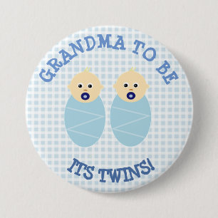 Oma om tweekleppige Button blauw Baby shower te zi