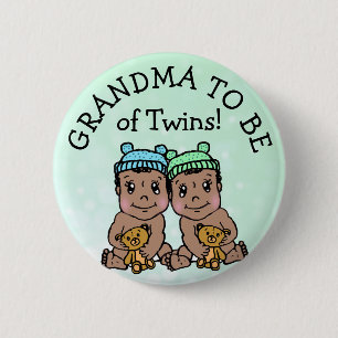 Oma om tweelingen te zijn, Etnische Baby shower Ronde Button 5,7 Cm
