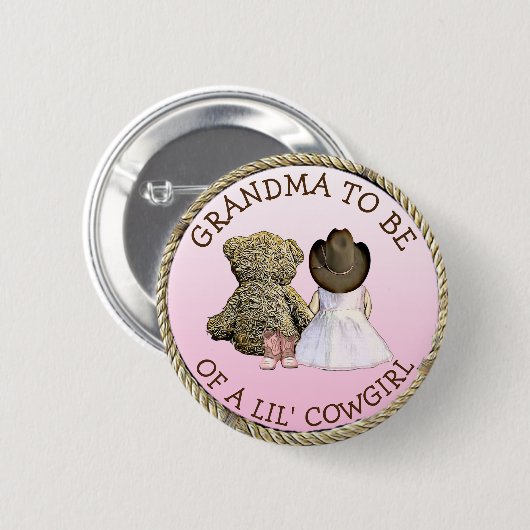 Oma om van een Lil' Cowgirl Baby shower Button te  (Voorkant /achterkant)