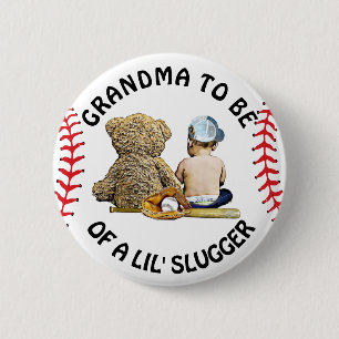 Oma om van een Lil Slugger Baby shower Button te z