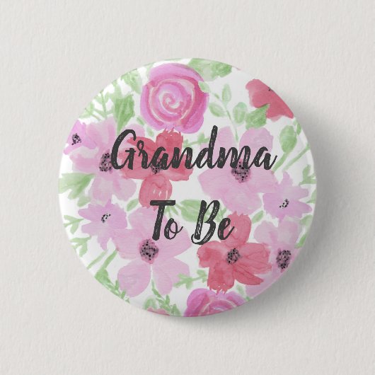 Oma om Waterverf te zijn Floral Baby shower Ronde Button 5,7 Cm (Voorkant)