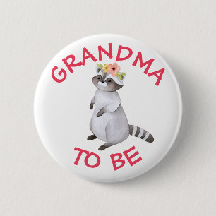 Oma om Woodland Animals Baby shower Button te zijn