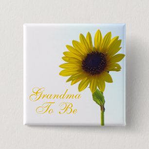 Oma om zonnebloem te zijn vierkante button 5,1 cm