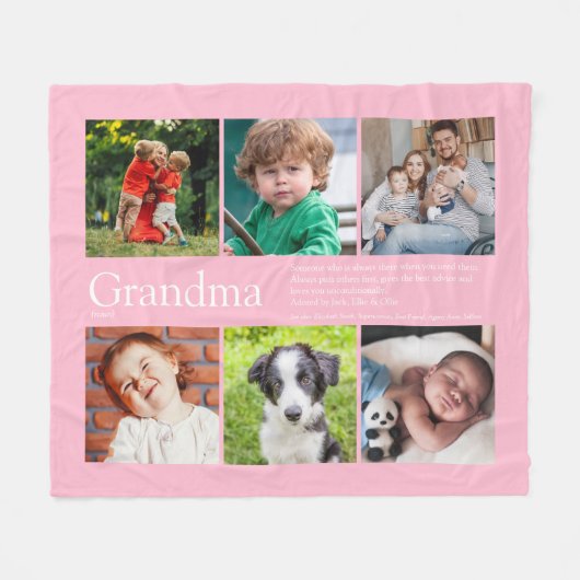 Oma Oma Definitie Fotocollage Roze Fleece Deken (Voorkant (Horizontaal))