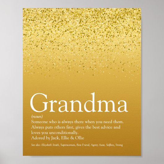 Oma, oma, Glitter Goud Glitter Poster (Voorkant)