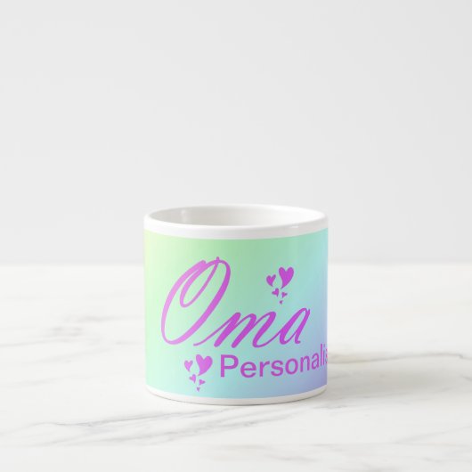oma, oma, oma, tekstroze, personaliseer espresso kop (Voorkant)