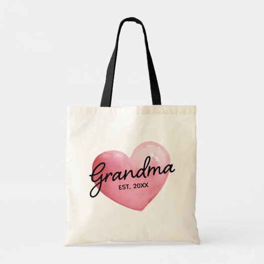 Oma Onthult Jaar Waterverf Hart Tote Bag (Achterkant)
