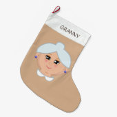 Oma op Beige Grote Kerstsok (Voorkant (Hangend))