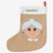 Oma op Beige Grote Kerstsok (Achterkant)