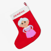 Oma op rood grote kerstsok (Achterkant (Hangend))