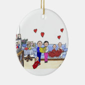 Oma & Opa, 3 kinderen Keramisch Ornament (Rechts)