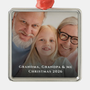 Oma Opa en Mij Foto Kerstmis Metalen Ornament