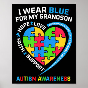 Oma opa ik Draag blauw voor mijn kleinzoon autisme Poster