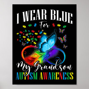 Oma opa ik Draag blauw voor mijn kleinzoon autisme Poster