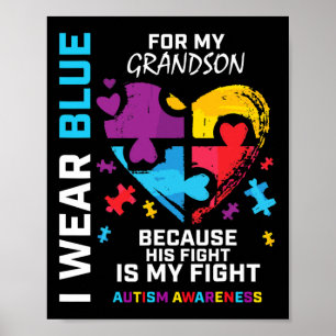 Oma opa ik Draag blauw voor mijn kleinzoon autisme Poster