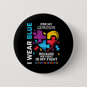 Oma opa ik Draag blauw voor mijn kleinzoon autisme Ronde Button 5,7 Cm