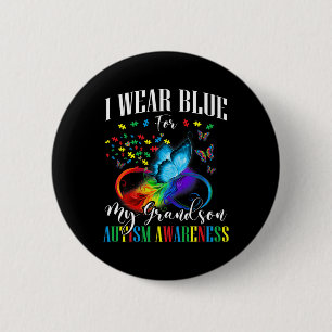 Oma opa ik Draag blauw voor mijn kleinzoon autisme Ronde Button 5,7 Cm